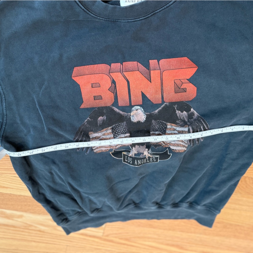 Anine Bing Charcoal Sweatshirt with Eagle and Red Text - Picture 4 of 8